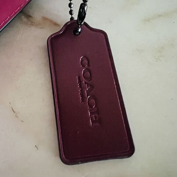 COACH Hutton Black Cherry Leather Snakeskin Detail Shoulder Bag - Picture 10 of 12